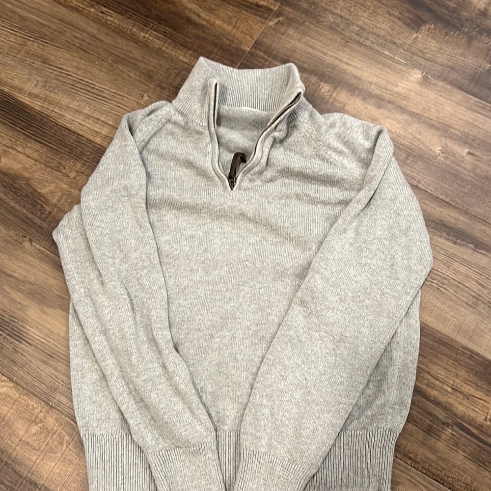 Grey quarter zip knit sweater